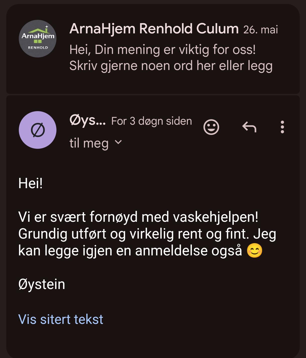 E-post fra kunde